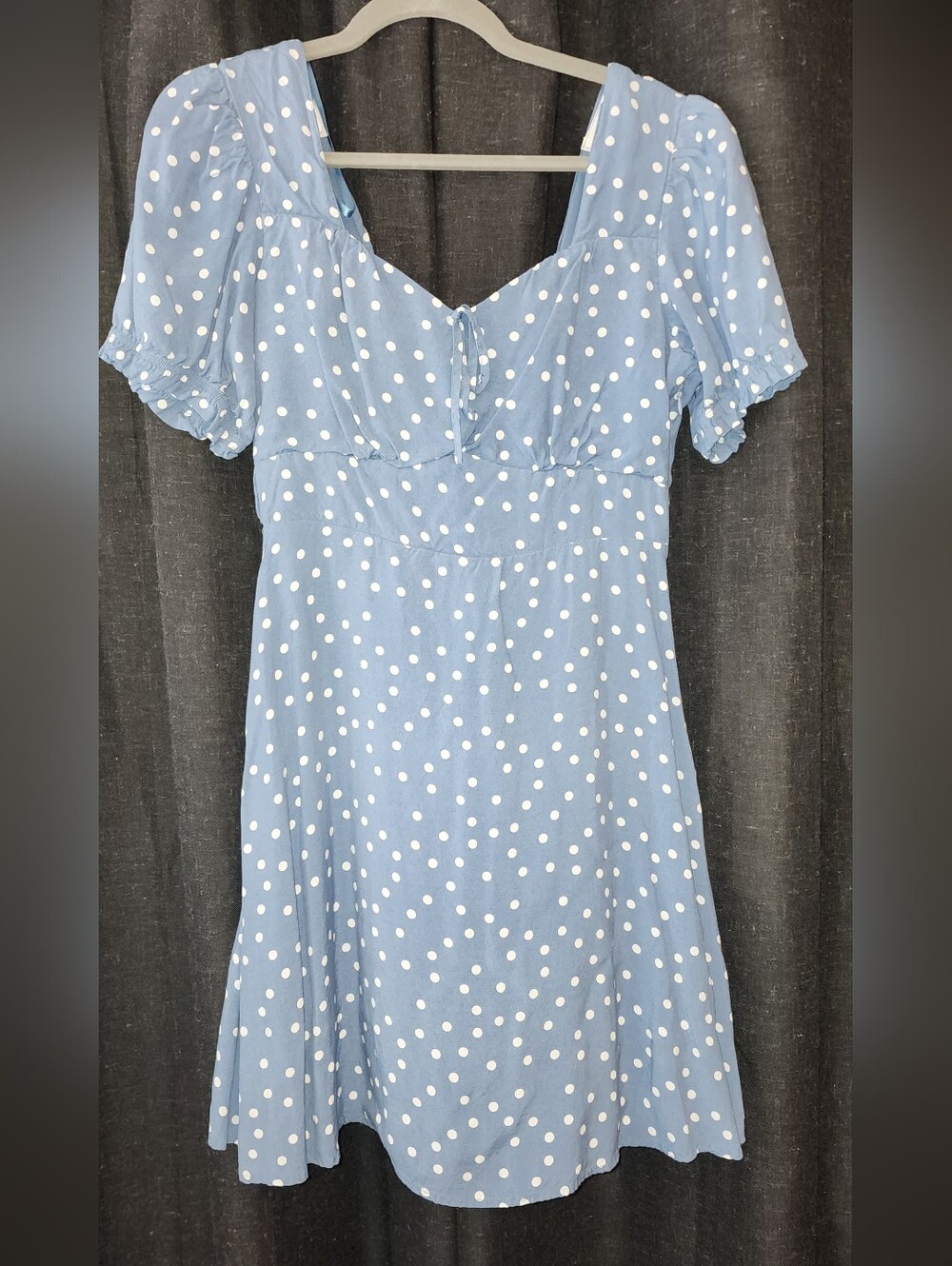 Skies Are Blue Blue Polka Dot Puff Sleeve Dress Medium Cottagecore Milk-Maid